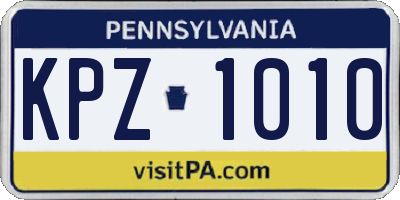 PA license plate KPZ1010