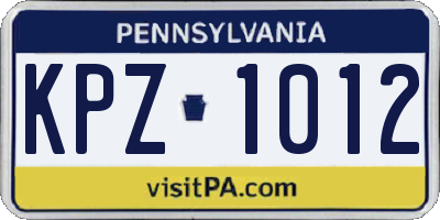PA license plate KPZ1012