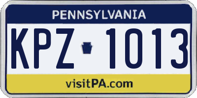 PA license plate KPZ1013