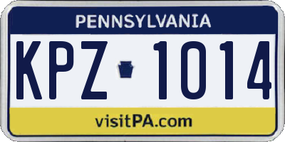 PA license plate KPZ1014
