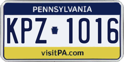PA license plate KPZ1016