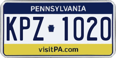 PA license plate KPZ1020