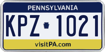 PA license plate KPZ1021