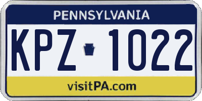 PA license plate KPZ1022