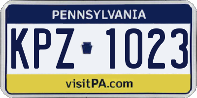 PA license plate KPZ1023