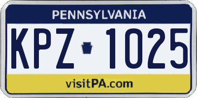 PA license plate KPZ1025