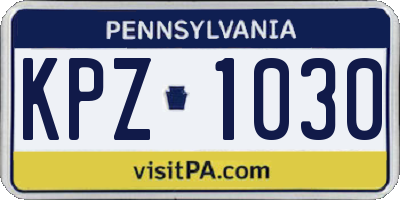 PA license plate KPZ1030