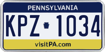 PA license plate KPZ1034