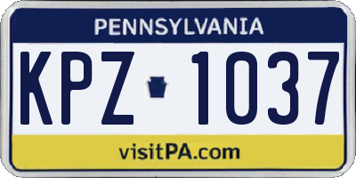 PA license plate KPZ1037
