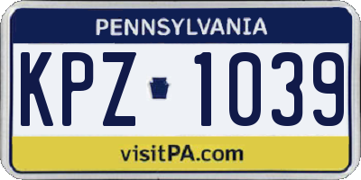 PA license plate KPZ1039