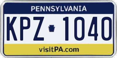 PA license plate KPZ1040