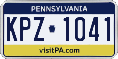 PA license plate KPZ1041