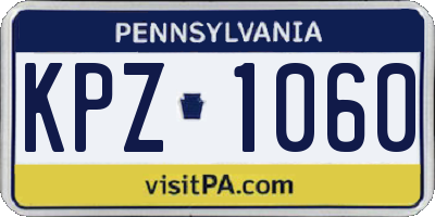 PA license plate KPZ1060