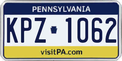 PA license plate KPZ1062