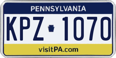 PA license plate KPZ1070