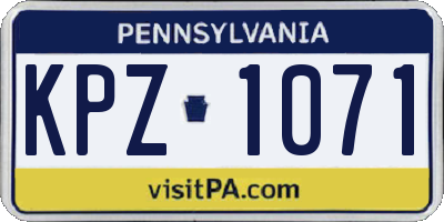 PA license plate KPZ1071