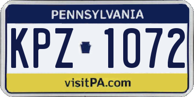 PA license plate KPZ1072
