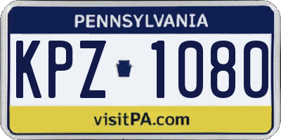 PA license plate KPZ1080