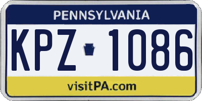 PA license plate KPZ1086