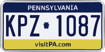 PA license plate KPZ1087