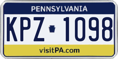 PA license plate KPZ1098