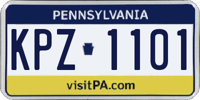 PA license plate KPZ1101