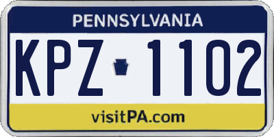 PA license plate KPZ1102
