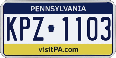 PA license plate KPZ1103