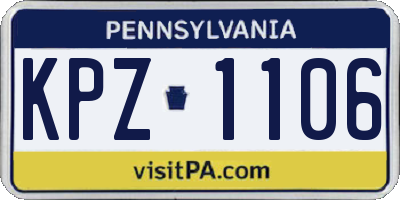 PA license plate KPZ1106