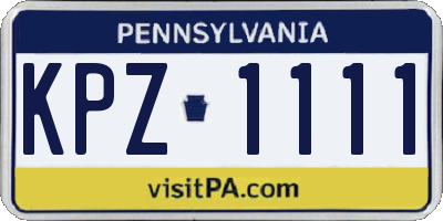 PA license plate KPZ1111