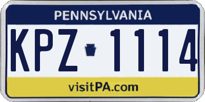 PA license plate KPZ1114