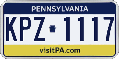 PA license plate KPZ1117