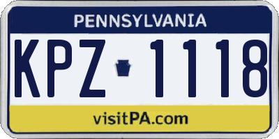 PA license plate KPZ1118