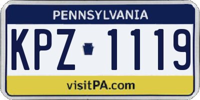 PA license plate KPZ1119