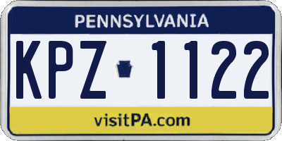 PA license plate KPZ1122