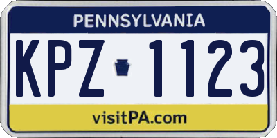 PA license plate KPZ1123