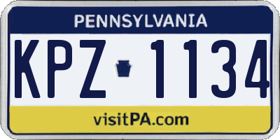 PA license plate KPZ1134