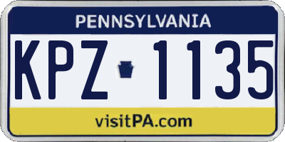 PA license plate KPZ1135