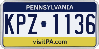 PA license plate KPZ1136