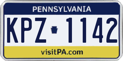 PA license plate KPZ1142