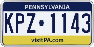 PA license plate KPZ1143