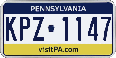 PA license plate KPZ1147