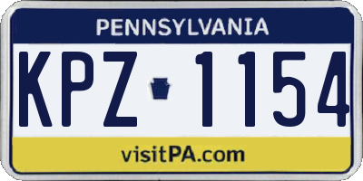 PA license plate KPZ1154