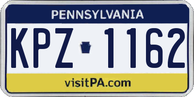 PA license plate KPZ1162