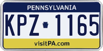 PA license plate KPZ1165