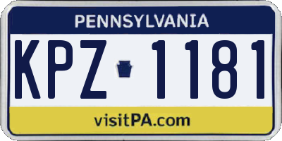 PA license plate KPZ1181
