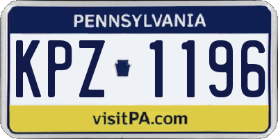PA license plate KPZ1196