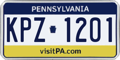PA license plate KPZ1201