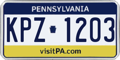PA license plate KPZ1203