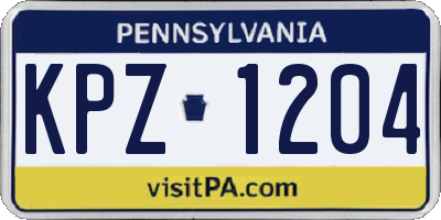 PA license plate KPZ1204